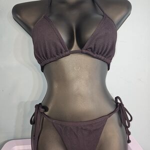 Elegant Women's Halter Bikini Set - Dark Purple